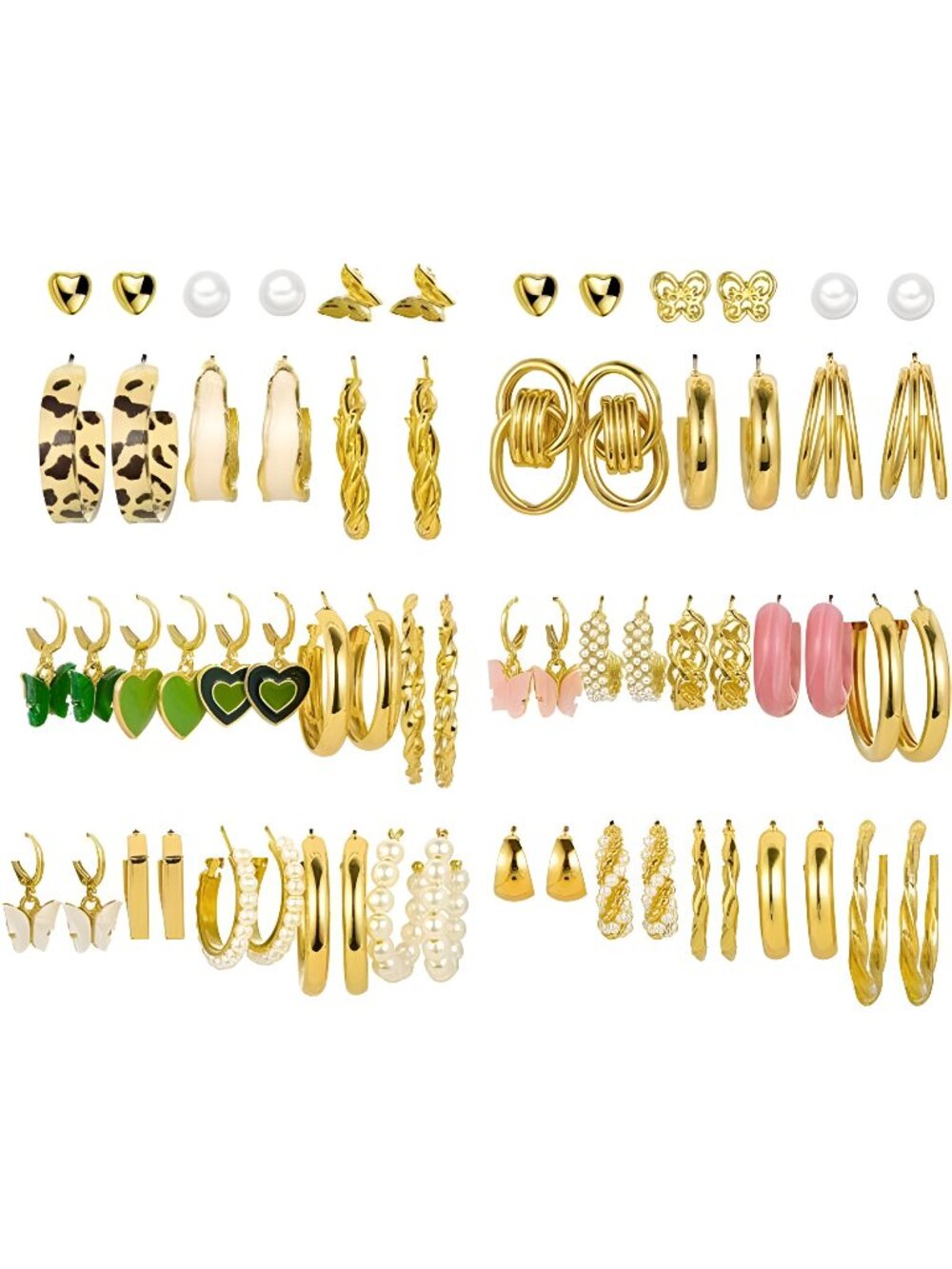 32 Pairs Gold Pearl Hypoallergenic Earrings Set for Women Girls